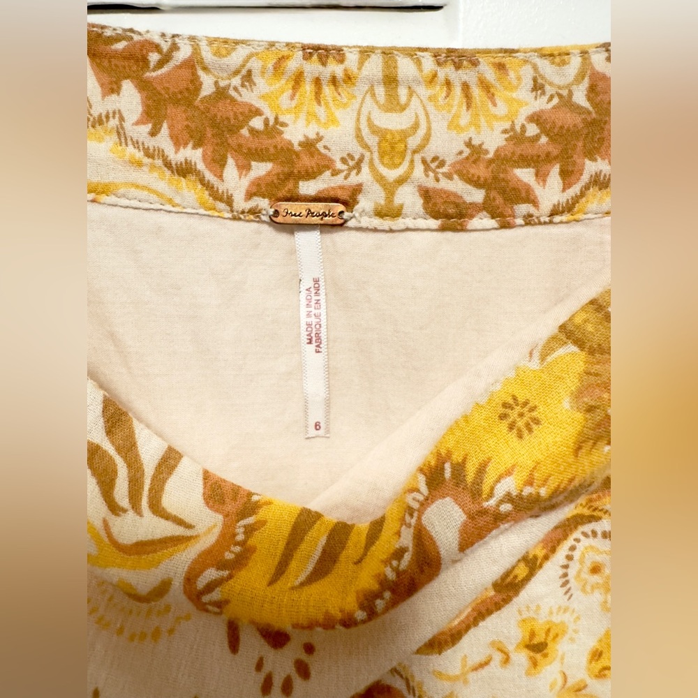 Free People Farrah Drop Waist Maxi Skirt Ivory Gold  Size 6 - Picture 9 of 12